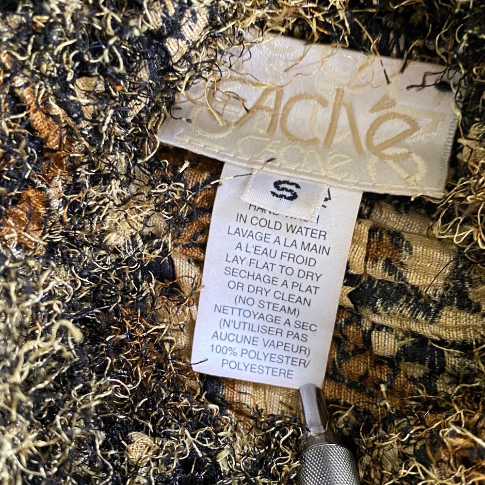 Vintage Cache Fuzzy Animal Pattern Cropped Sweater - image 2